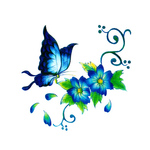 Переводная наклейка «Бабочка на цветке»
