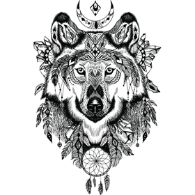 Переводная татуировка "Индейский волк тату"