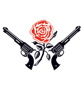 Переводная тату «Пистолеты с розой»