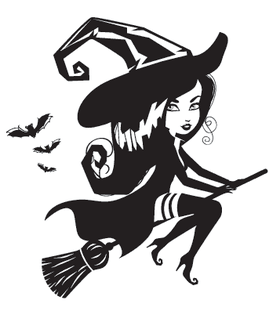 Переводная наклейка «Ведьма на метле»