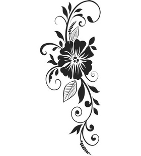 Переводная татуировка "Узор с черным цветком"