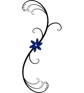 Переводная татуировка "Узор с синим цветком"