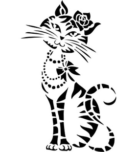Переводная татуировка "Кошечка с розой"
