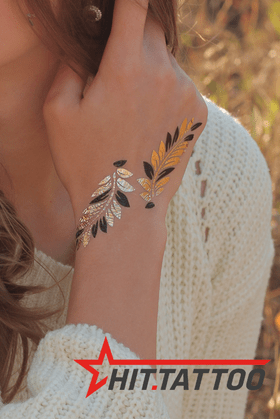 Флеш татуировка "Листья"